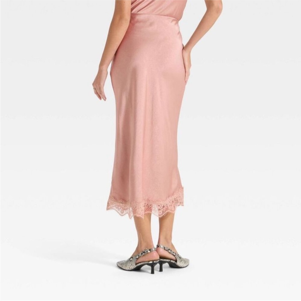 A New Day Blush Maxi Skirt Silk with Lace Trim NWT - Picture 5 of 6